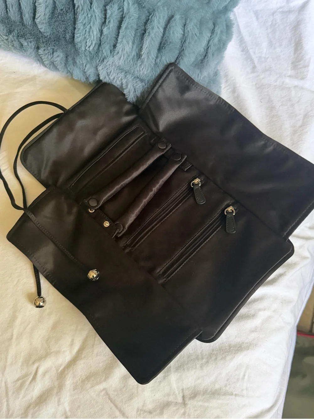 Coach Black Satin Travel Folding Jewelry Roll Organizer Case - Like New